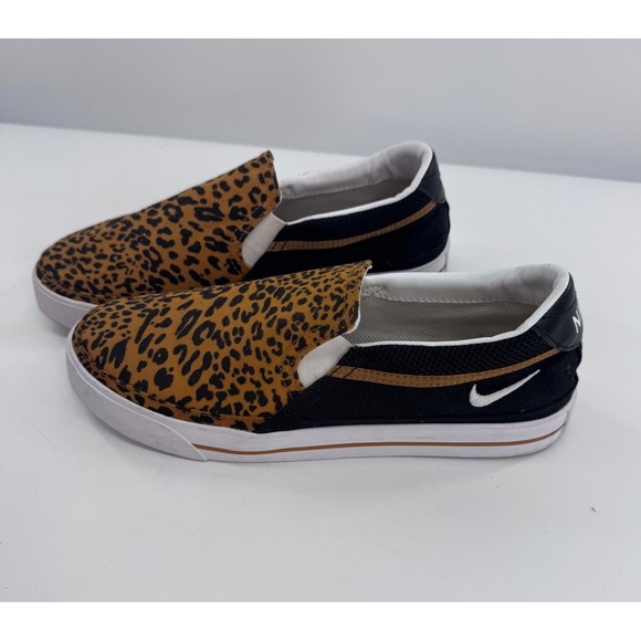 Nike Shoes - Nike Court Legacy Slip On Womens Shoes Leopard Print & Black Sneakers Size 9
